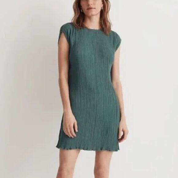 Madewell Green Plissé Mini Tee Dress Size 0 - Picture 1 of 6
